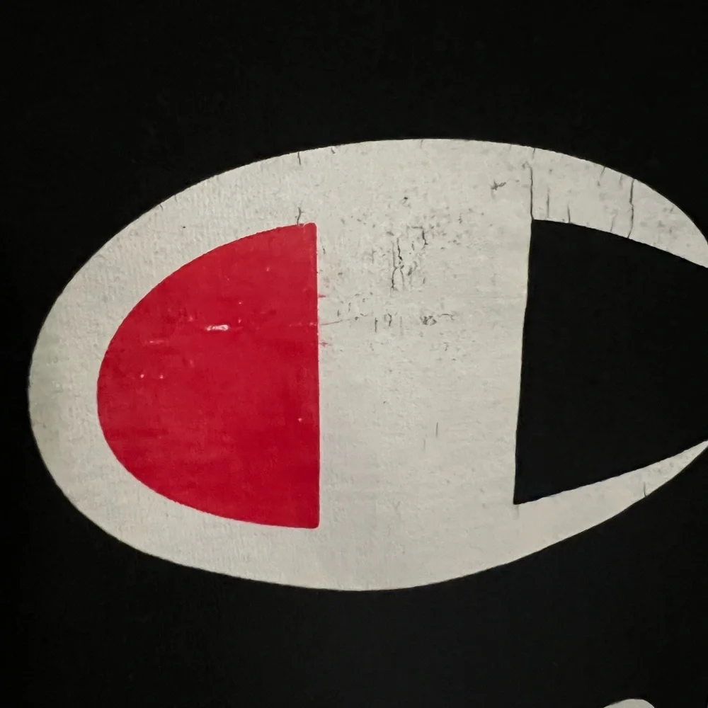 CHAMPION Classic Casual‎ Logo Long Sleeve T Shirt Black White Red Men's Size L